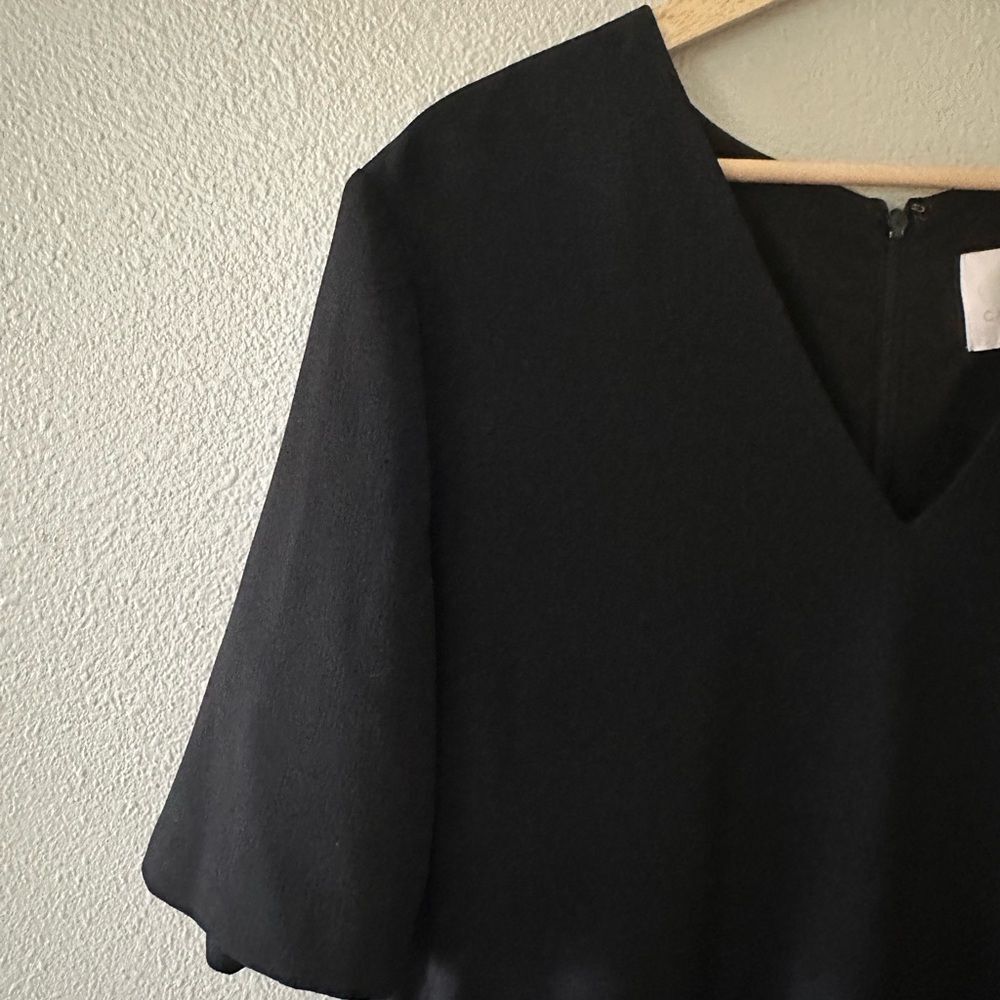 Gal Meets Glam Edith City Crepe Dress Black V Neck Knee Length Size 18 - Picture 6 of 10